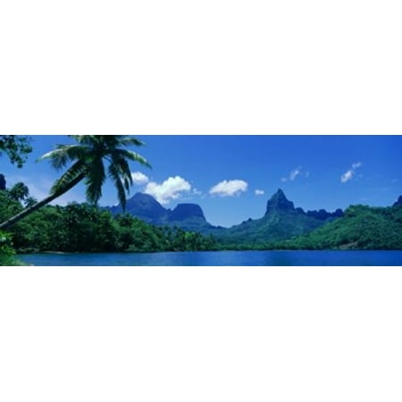 Tahiti Rocks - Lush Foliage And Rock Formations Moorea Island Tahiti Canvas Art - Panoramic Images (18 x 6)