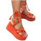 thumbnail image 4 of Zapatos de mujer de verano para mujer Sandalias de cuerda de cáñamo cruzadas con talón inclinado de fondo plano Wmkox8yii sa4568, 4 of 4