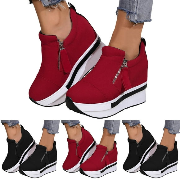 Dakaela Platform Sneakers for Women Comfortable Slip on Wedge Walking Shoes Ladies Casual Work Loafers