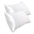 thumbnail image 3 of AuroraX Queen Pillow Cases 2 pack Silk White Satin Stain Protection Pillowcase Softer Cozy Zip Closure Rayon Solid Improving Sleep, 3 of 3