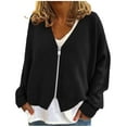 thumbnail image 2 of Womens Oversized Cardigan Sweaters Long Sleeve V Neck Open Front Fall Jackets Casual Full Zip up Outerwear New Windbreaker Jacket Women Black XL, 2 of 5
