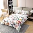 thumbnail image 3 of Flying Butterfly 100% Cotton Duvet Cover ,Wild Animal Comforter Cover Twin,Watercolor Butterflies Bedding Set Soft,Colourful Flowers Mushroom Quilt Cover 2pcs Breathable, 3 of 6