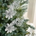 thumbnail image 6 of Gallickan 2 Piece Christmas Flowers, Plastic Poinsettia Floral Arrangement, Simulation Plant for Tree, Wedding, Party, and Hall Decor, Silver, 6 of 6