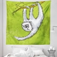 thumbnail image 1 of Sloth Tapestry, Smiling Sloth Clutches Hanging on a Branch Habitat Wildlife, Fabric Wall Hanging Decor for Bedroom Living Room Dorm, 5 Sizes, Pale Grey Green White, by Ambesonne, 1 of 1