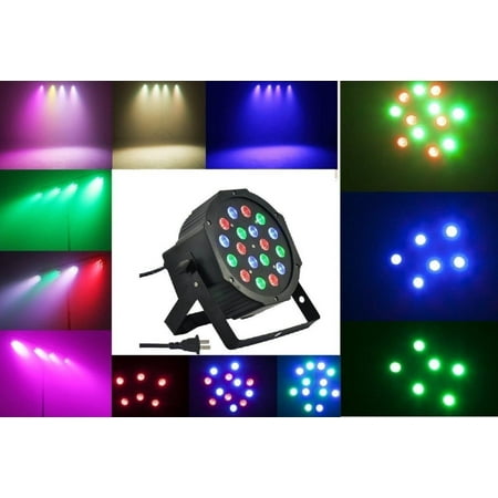 Lightahead 7 Channel RGB 18W Indoor LED Flat Par Light & Voice/Music Activated DMX512 LED PAR Light