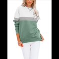 thumbnail image 2 of Sudadera Informal de Larga con Bloques de Color para Mujer, Cuello Redondo, Corte Holgado y Bolsillos. Verde L, 2 of 6