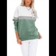 thumbnail image 2 of Sudadera Informal de Larga con Bloques de Color para Mujer, Cuello Redondo, Corte Holgado y Bolsillos. Verde L, 2 of 6