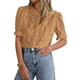 thumbnail image 1 of Blusa PRETTYGARDEN de encaje para mujer, manga corta, color caqui, talla L, 1 of 6