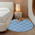 thumbnail image 2 of Blue Morocco Round Area Rug 3.3Ft Washable Circle Rugs for Dining Room Table, Moroccan Abstract Geometric Quatrefoil Plaid Non-Slip Carpet Floor Mats Indoor Outdoor Carpet Runner Aesthetic Home Decor, 2 of 8