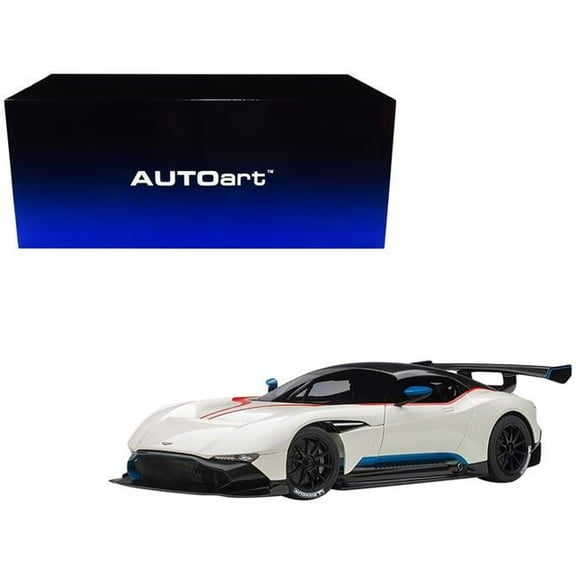 Aston Martin Vulcan Stratus &Blue Stripes 1 by 18 Scale Model Car, White with Red