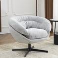 thumbnail image 1 of Silla de oficina de chenilla moderna, silla de acento giratoria de 360 ° con cojín extraíble, silla de oficina redonda, base de metal negro, 1 of 5