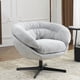 thumbnail image 1 of Silla de oficina de chenilla moderna, silla de acento giratoria de 360 ° con cojín extraíble, silla de oficina redonda, base de metal negro, 1 of 5