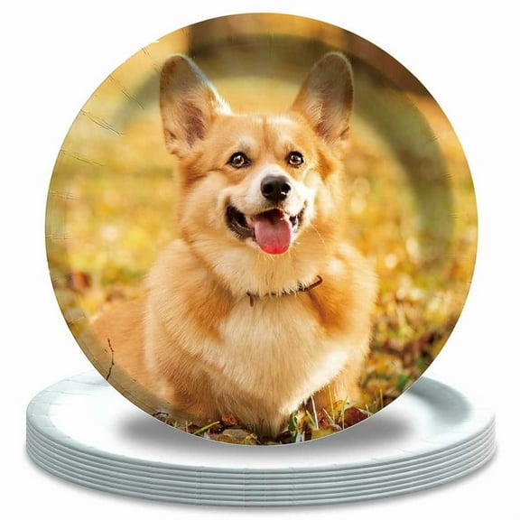 Corgi Paper Plates Birthday Decorations Party Supplies Tableware Disposable Dinnerware