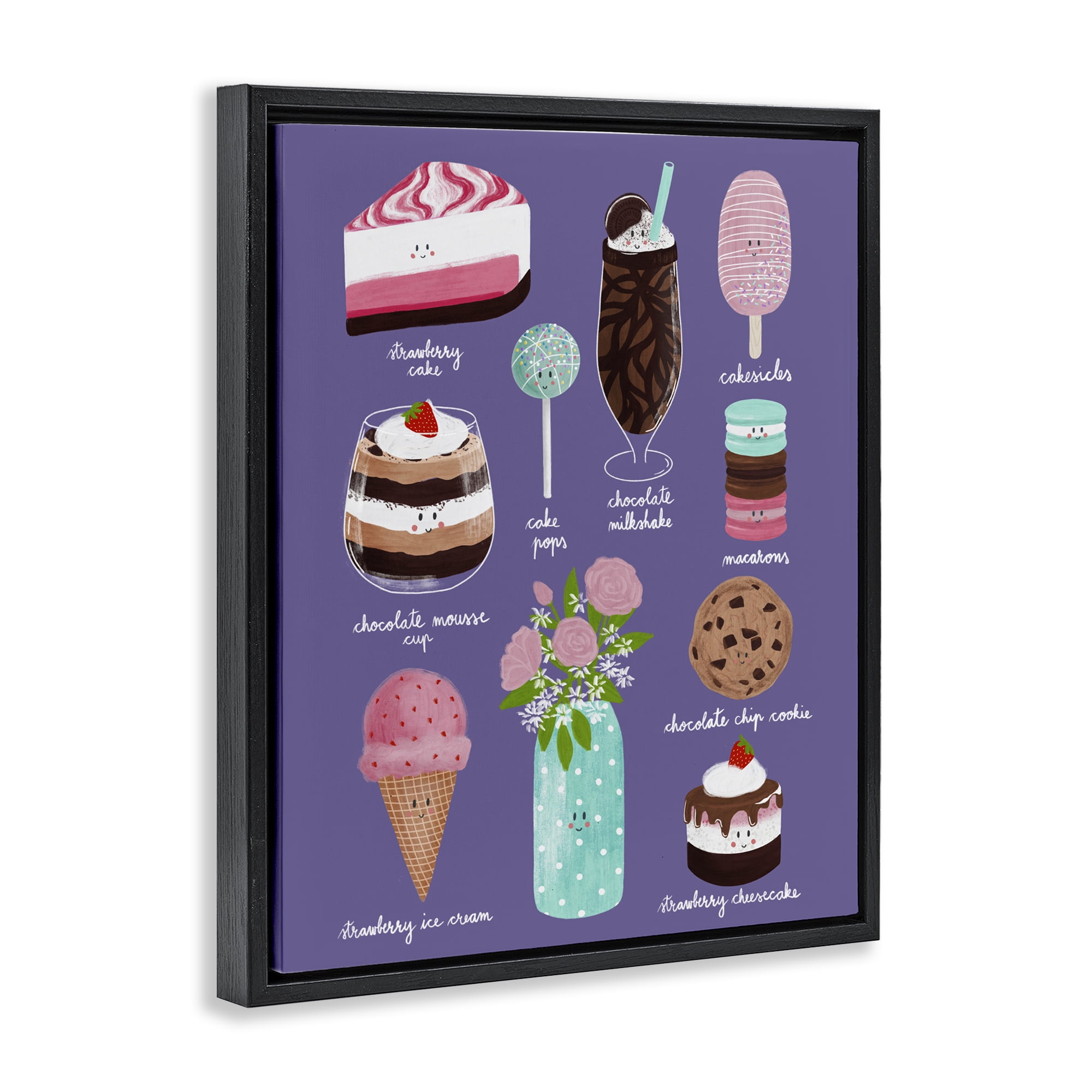 Stupell Industries Decadent Desserts & Flowers Black Framed Floater Canvas Wall Art, design by Metka Hiti