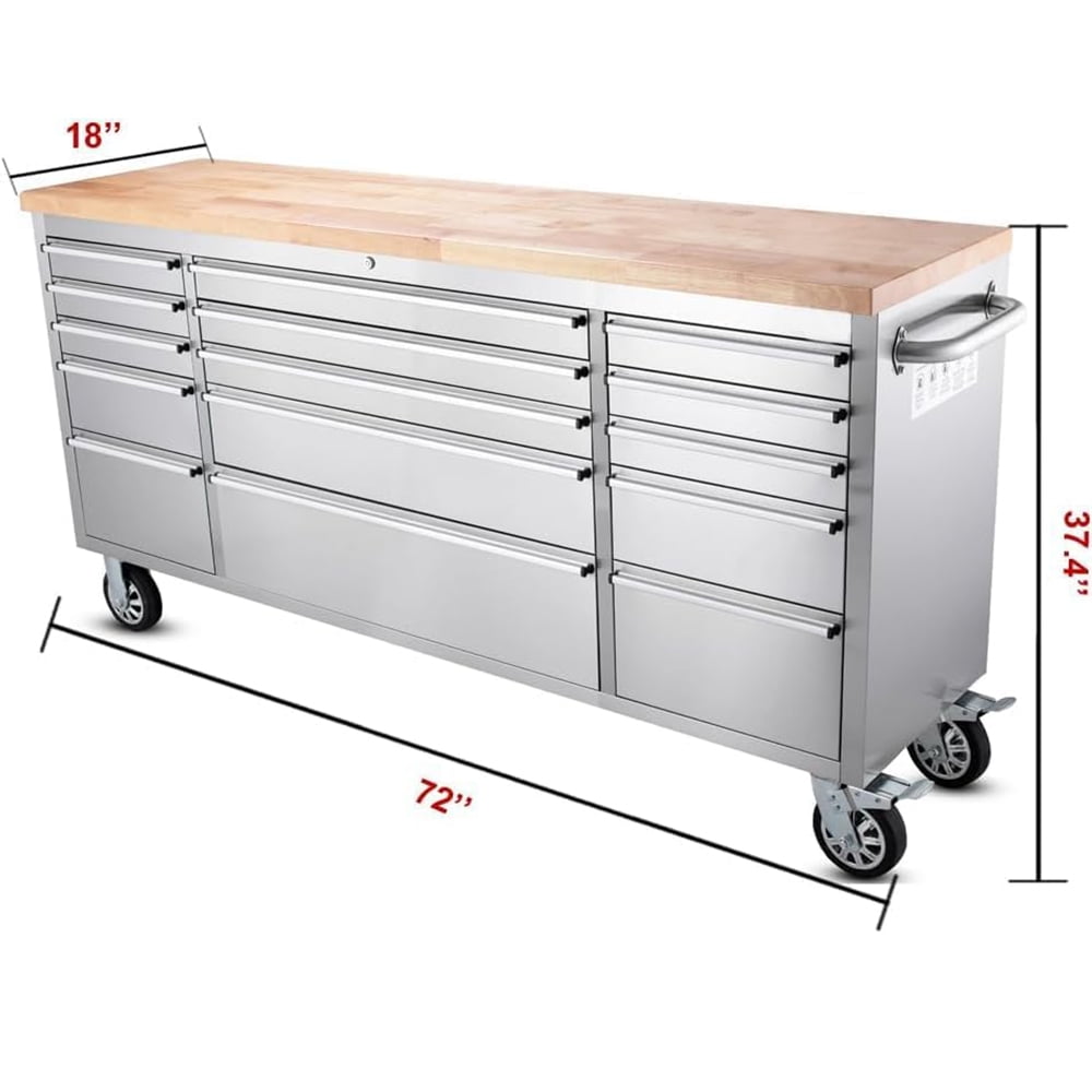 Anortrek 72 inch Rolling Tool Chest with 15 Drawers,Large Tool Box Lockable Storage Cabinet with Wheels