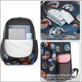thumbnail image 4 of Football and Rugby Red Pattern 17" School Backpacks for Teens,Waterproof Oxford Fabric,S-Shape Padded Straps for School,Travel,Hiking,Camping, 4 of 6