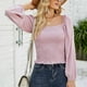 thumbnail image 4 of Mujeres moda Casual cuello cuadrado Color sólido manga larga suelta camiseta blusa Tops Fridja  bvmnju2891, 4 of 6