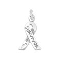 thumbnail image 1 of .925 Sterling Silver Oxidized Survivor Ribbon Charm, 1 of 1
