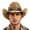 Khaki, variant on OOOUM Woven Cowboy Hat For Men Women Head Buckle Chin Strap Sun Hat Festival Outdoor Vacation Cowgirl Hat Khaki