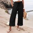 thumbnail image 2 of TRUBKH Women Linen Pants Drop Crotch Harem Pants Pull On Pants Baggy Yoga Pants Women Fashion Drawstring Lightweight Paperbag Pant Breezy Pants Women Wide Leg Cotton Linen Pant Black L, 2 of 4