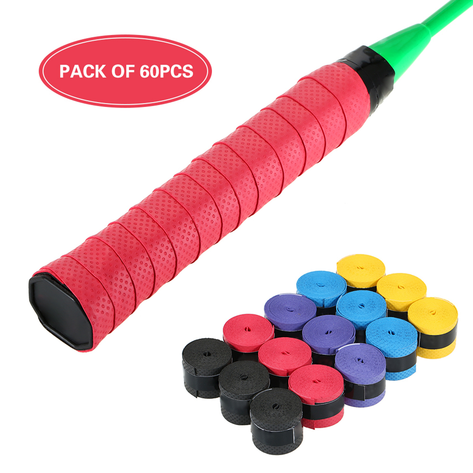 Racket Overgrip Tennis 60pcs Tennis Racket Overgrips Anti-skid Sweat Tape Wraps Badminton Racquet Over Grip Fishing Rod Sweat Band Grip