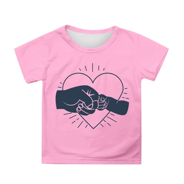 MEZZALL T-Shirt Décontracté pour Enfants Fête des Pères Mode Cœur Amour Manches Courtes Col Rond 12-13 Ans Classique