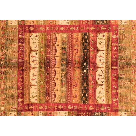 Ahgly Company Indoor Rectangle Abstract Orange Modern Area Rugs, 3' x 5'