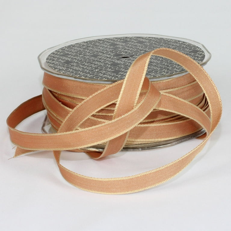 Brown and Beige Wired Craft Ribbon 0.25 x 54 yards