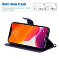 thumbnail image 3 of Allytech Wallet Case for iPhone 13 5G 6.1 inch 2021, Slim Premium Embossed Tree Cat Flowers PU Leather Flip Kickstand Magnetic Snap Hand Strap Case for iPhone 13 2021, Purple, 3 of 6