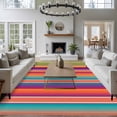 thumbnail image 3 of Mexican Style Area Rugs 8'x10', Washable Small Throw Rugs for Living Room Patio, Colorful Mexico Stripes Orange Purple Indoor Outdoor Rug Non-Slip Low Pile Carpet Runner Reversible Floor Mats, 3 of 8