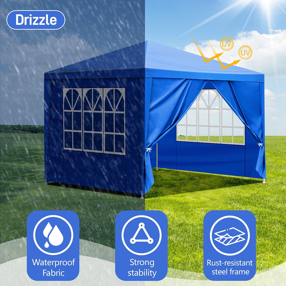 Aimee Lii 120" x120" Large Party Tent, Events Shelter Canopy Gazebo with 4 Side Walls, Shade Shelter for Weddings, Picnic, Blue