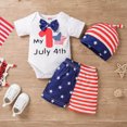 thumbnail image 2 of Xudanell 4th of July Baby Boy Outfit Baby My First Independence Day Outfits Tshirt Romper Shorts Hat 3 Piece Set Boy Trendy Patriotic Wear Red 6-9 Months, 2 of 7