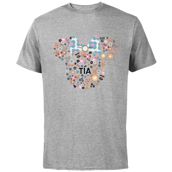 Disney Minnie Mouse Tía Aunt Icon Flowers Día de la Madre - Short Sleeve Cotton T-Shirt for Adults - Customized-Athletic Heather