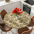 thumbnail image 2 of Fall Leaves Round Tablecloth 45-54 Inch Round Fitted Table Cloth with Elastic Edge, Farmhouse Autumn Beige Botanical Waterproof Table Cover Protector for Outdoor Picnic Party Dining, 2 of 6