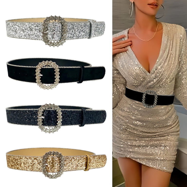 Aurgiarme Rhinestones Oval Buckle Belt for Winter Coat  display picture 2