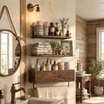 thumbnail image 7 of Autumn Alley Rustic Farmhouse Bathroom Shelves Wall Mounted – Industrial Floating Shelves for Bathroom With Towel Bar – Stunning Inlaid Wood Design, Above Toilet Shelves Rustic Towel Rack, 7 of 7