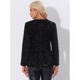 thumbnail image 3 of DARING DIVA Sequin Blazer Jacket Sparkly Open Front Cardigan XS Black, 3 of 6