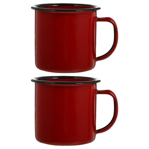 Troglfold Milk Cup Camping Mug Coffee Cup: 2pcs Enamel Campfire Tea Cups for Hiking Red,2.56"X2.56"X2.36"