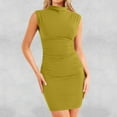 thumbnail image 3 of Evening Dresses for Women Midi Dresses for Women 2026 Women Summer Mini Dress Bodycon Ruched Neck Sleeveless Work formal Party Wedding Guest Dress, 3 of 7