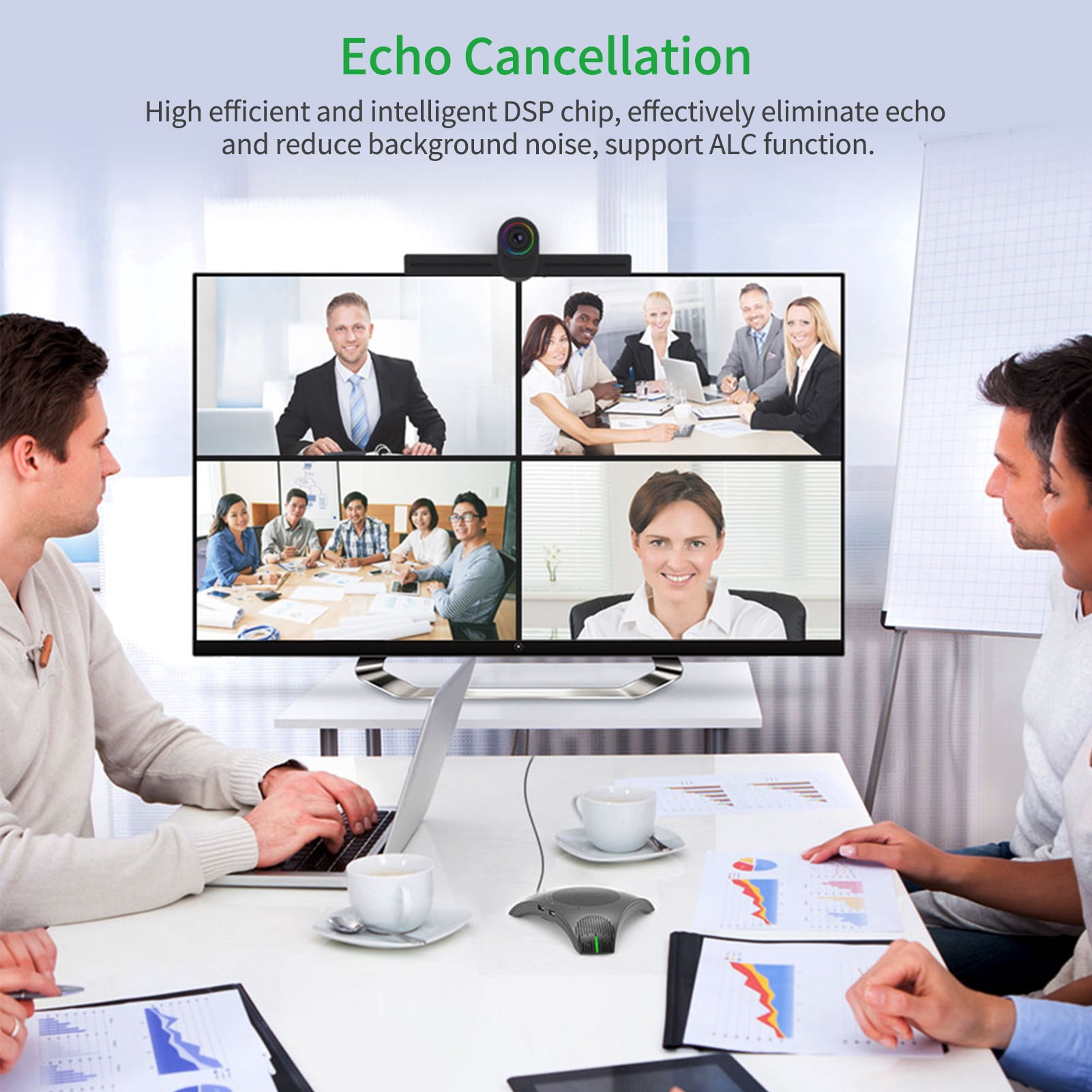 Aibecy USB Speakerphone Conference Microphone Omnidirectional Computer Mic 360° Voice Pickup with Mute Key for Skype/Video Conference/Online Course/Live Streaming/Gaming/Daily Chatting