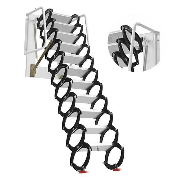 9.8FT Wall Mounted Attic Ladder,12 Steps Aluminum-Magnesium Alloy Loft Wall Folding Stairs for Attics, Basements