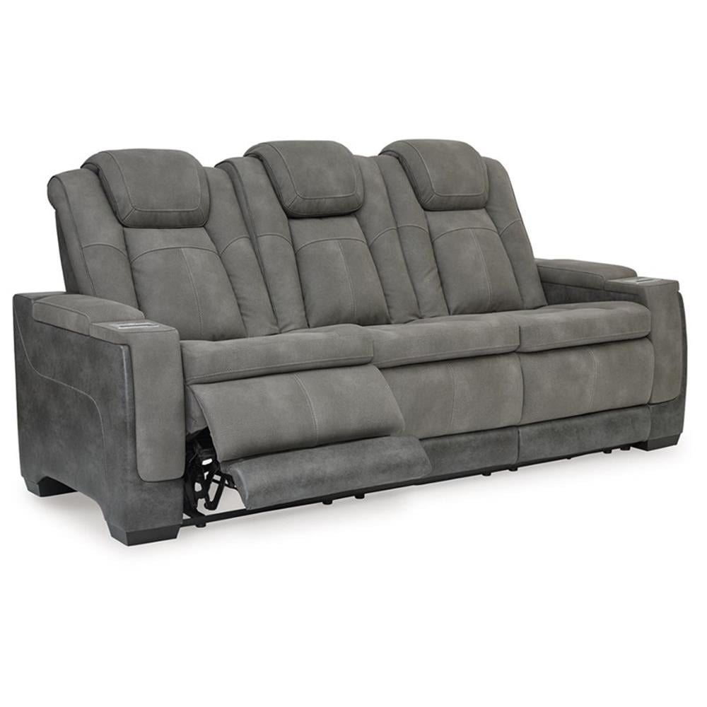 Ashley Furniture Next-Gen DuraPella Faux Leather Power Reclining Sofa in Gray