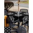 thumbnail image 5 of Outdoor Tablecloth with Umbrella Hole for Patio/Picnic/Party/Camping, Nautical Anchor Waterproof Table Cloth Square Cover Washable, Coastal Ocean Sea Textured Black (60"x 60"), 5 of 9