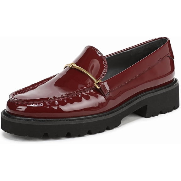 Franco Sarto Women's Senna Lug Sole Loafer Dark Red Patent 7.5M