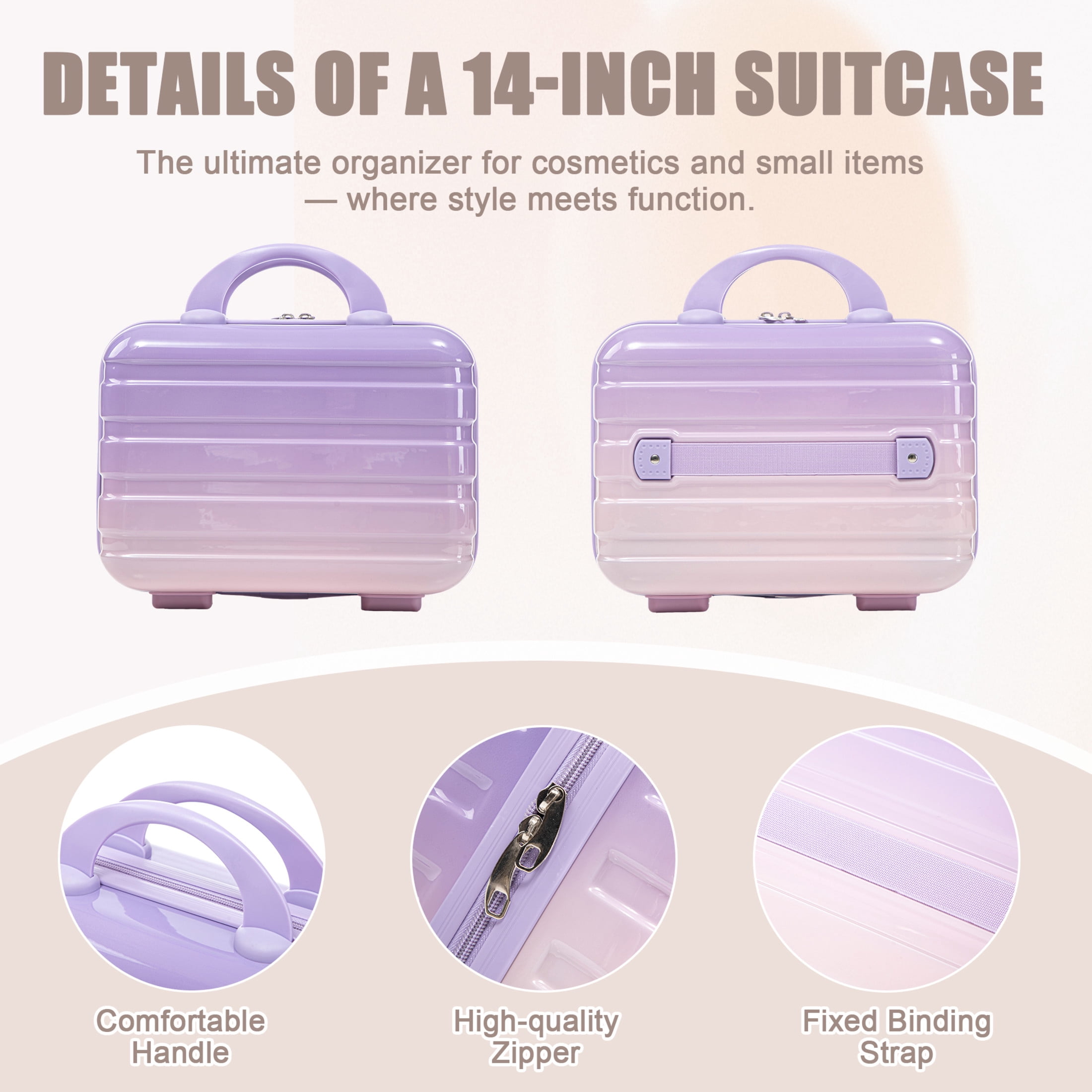 Noble House Vance 20"/14" Hardshell Spinner Luggage Set, Carry-On Suitcase and Cosmetic Case, Pink & Purple, Set of 2