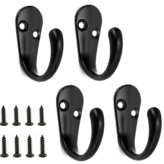 Infixtree Paquete de 6 ganchos para abrigos resistentes Perchero montado en la pared Todos los ganchos dobles de metal para colgar Perchero montado en la pared para sombrero Toalla Llave Mochila Moned