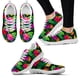 thumbnail image 1 of Zapatillas de deporte casuales con cordones de malla para mujer, zapatos de moda con diseño de hibisco rojo y plantas tropicales, para otoño, para caminar y niñas., 1 of 6