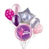 7 pc Pink Sparkle Ballerina Dance Balloon Bouquet Decoration Party Happy Birthday