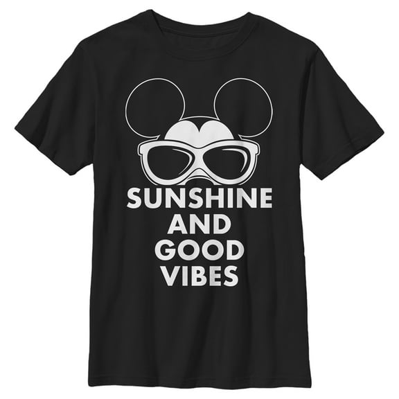 Boy's Mickey & Friends Sunshine and Good Vibes Mickey  Graphic Tee Black Large