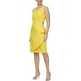 thumbnail image 4 of Alex Evenings V-Neck Sleeveless Brooch Side Tiered Zipper Back Dress-CANARY / 12, 4 of 13